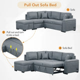 Sleeper Sectional Sofa, L-Shape Corner Couch Sofa Bed With Storage Ottoman & Hidden Arm Storage & USB Charge For Living Room Apartment - Furniture Home Direct