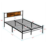 ModerMetal Bedframe With Wood Panel Headboard - Furniture Home Direct