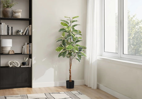 52" Tall, Artificial Plant, Rubber Tree, Indoor, Fake, Floor, Greenery, Potted, Real Touch, Decorative - Green / Black - Furniture Home Direct