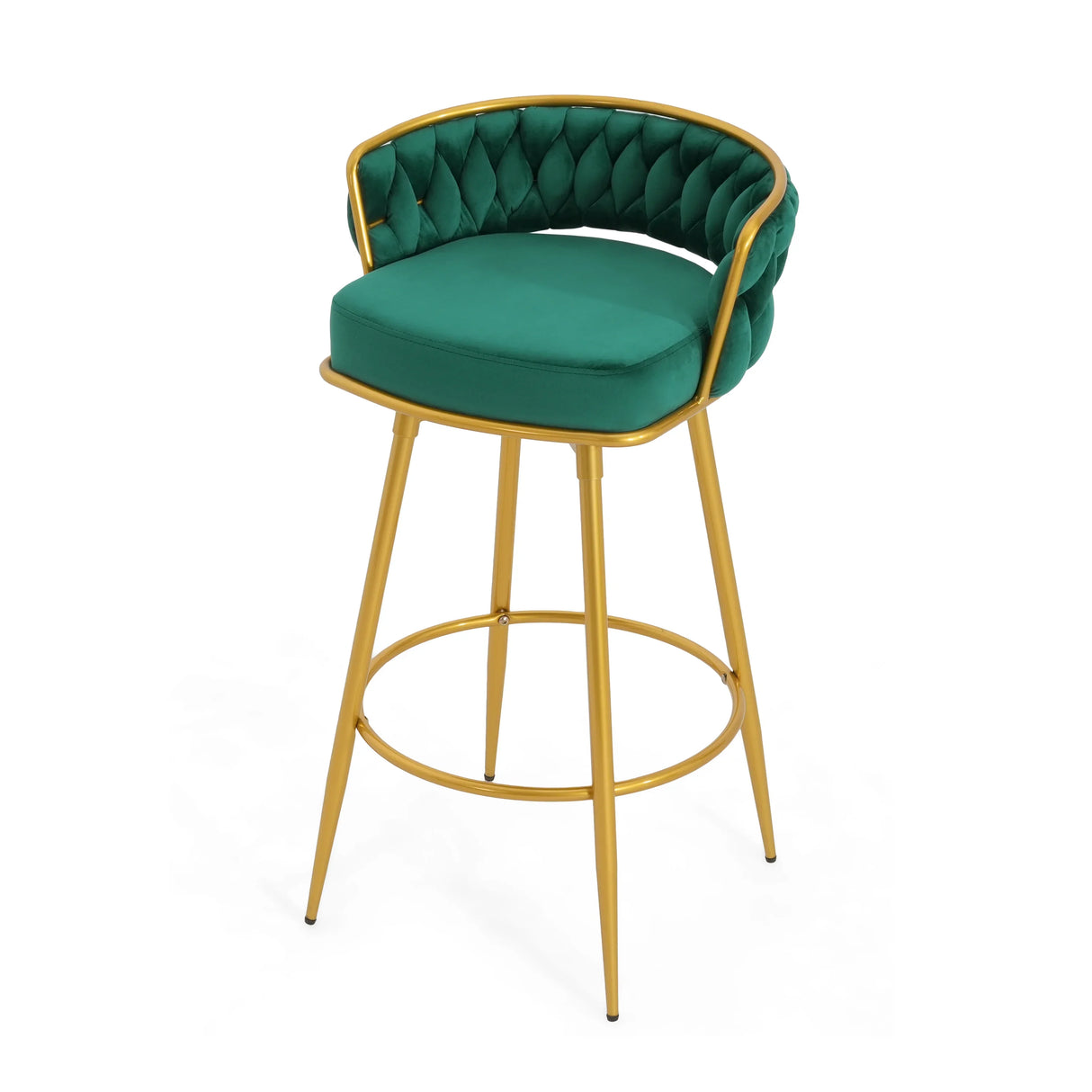 Counter Height Stools Tufted Velvet Gold Frame Green - Furniture Home Direct