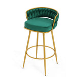 Counter Height Stools Tufted Velvet Gold Frame Green - Furniture Home Direct