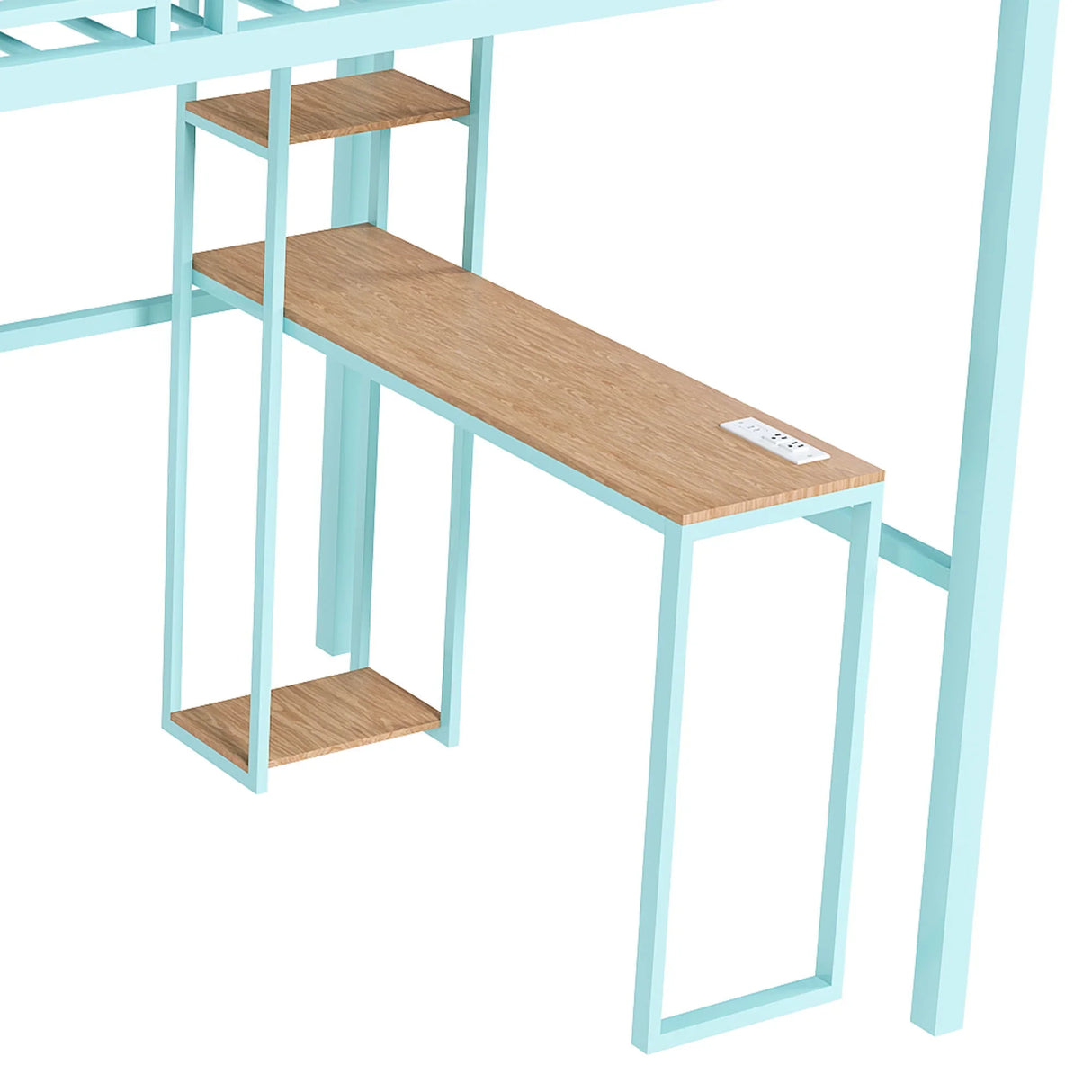 Heavy Metal Frame Full Loft Bed With Desk & Storage, 4 Cabinets, Staircase, Rack Space Saver - Green - Furniture Home Direct