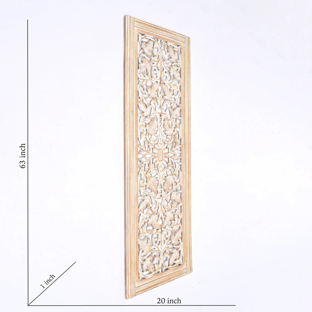 Floral Hand Carved Mandala Rectangular Wall Decor Accent - Gold / White - Furniture Home Direct