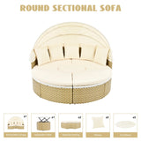 Outdoor Daybed With Retractable Canopy Cushions Beige - Furniture Home Direct
