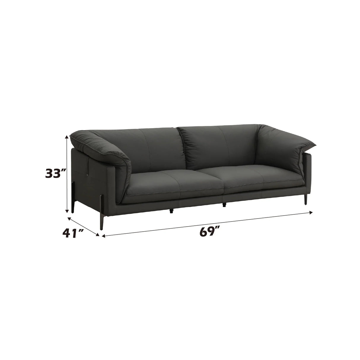 Tadi - Top Grain Leather Loveseat - Black - Furniture Home Direct