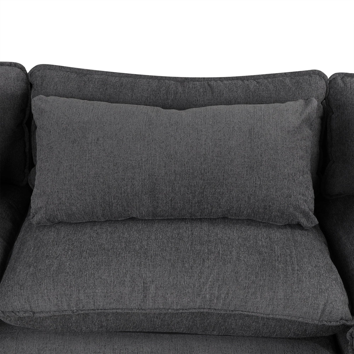 Chenille Cloud Sectional with Ottoman, Charging Ports and Three Back Pillows - Grey - Furniture Home Direct