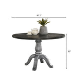 Dining Set Round Pedestal Table With Chairs Weathered White - Furniture Home Direct