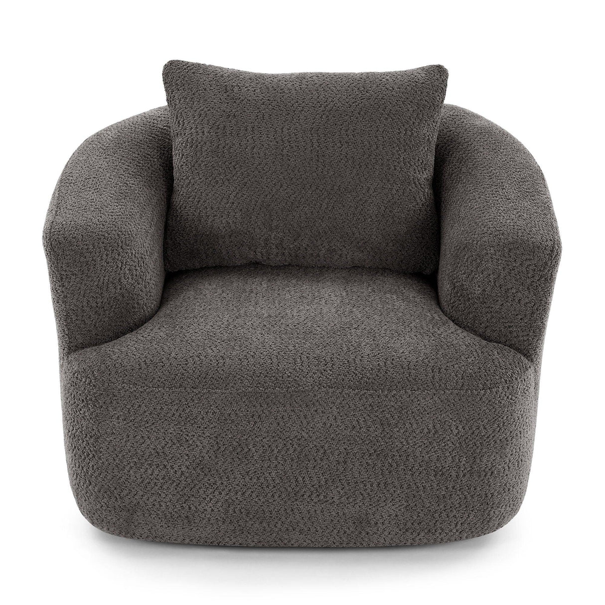360° Swivel Barrel Sofa Chair With Throw Pillow, Chenille Upholstered Accent Chair - Furniture Home Direct