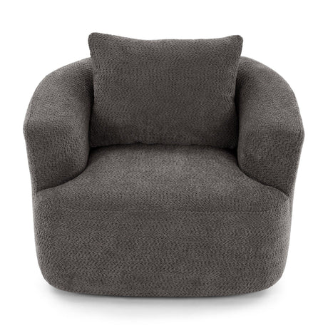 360° Swivel Barrel Sofa Chair With Throw Pillow, Chenille Upholstered Accent Chair - Furniture Home Direct