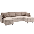 Sectional Sofa Pull Out Sofa Bed Versatile Sofa Sleeper With Large Storage Space, Two USB Ports And Two Cup Holders For Living Room - Furniture Home Direct