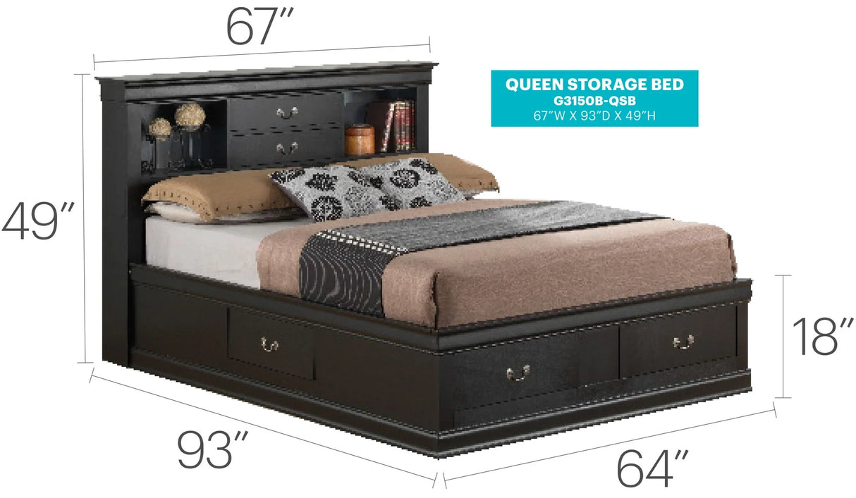 Louis Phillipe - Bookcase Storage Bed - Furniture Home Direct