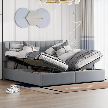 Upholstered Platform Bed With A Hydraulic Storage System - Furniture Home Direct