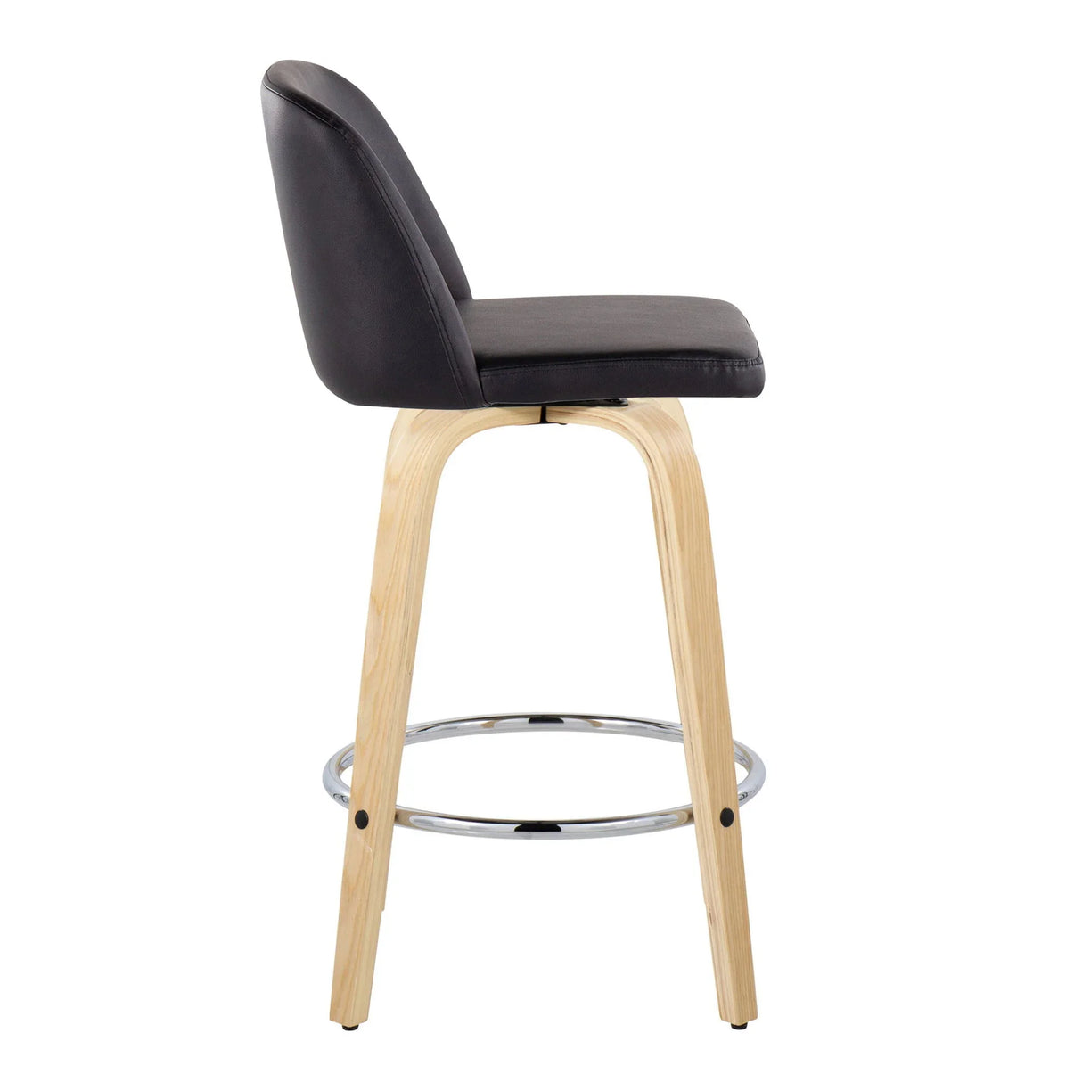 Toriano - Contemporary Fixed-Height Counter Stool With Swivel And Round Footrest (Set of 2) - Furniture Home Direct