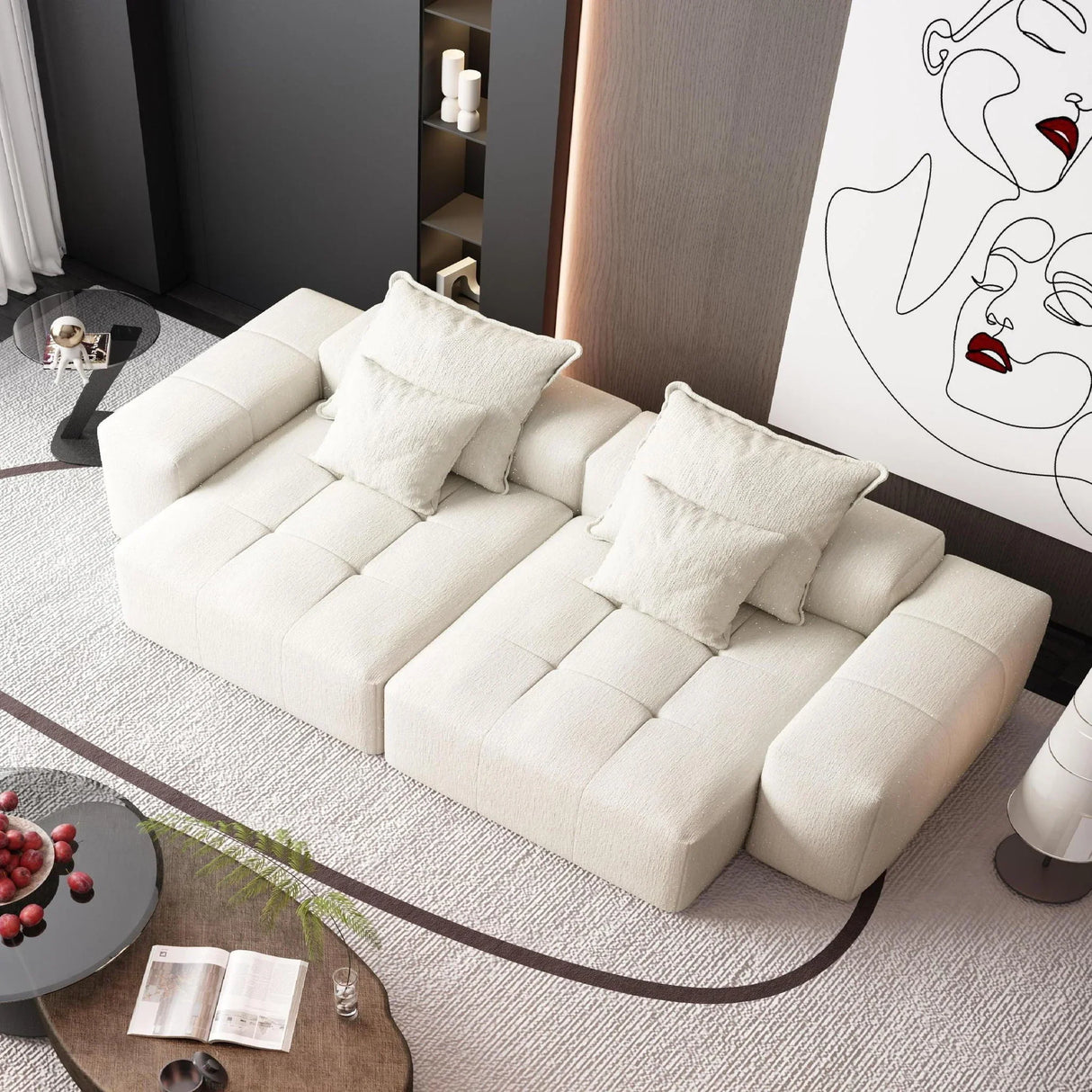 Modern Oversized Diy Combination Modular Sectional Sofa With Pillows - Furniture Home Direct