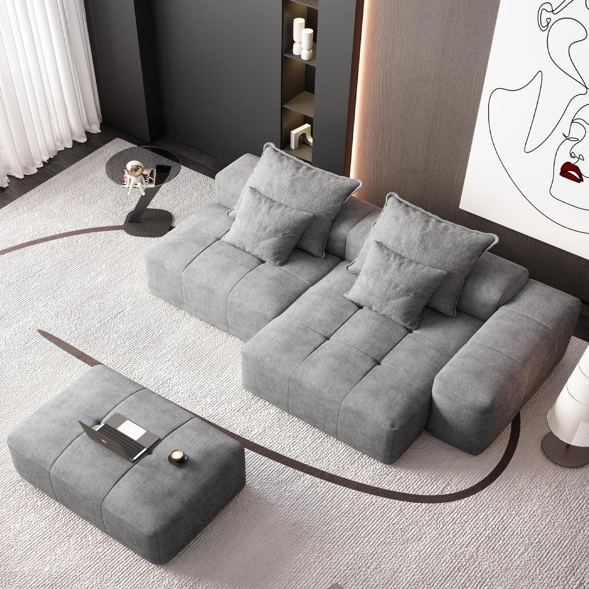 Modern Oversized Diy Combination Modular Sectional Sofa With Pillows - Furniture Home Direct