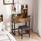 Makeup Vanity Table With LED Lights, 3 Color Options, Power Outlet - Furniture Home Direct
