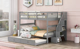Stairway Bunk Bed With Storage And Guard Rail For Bedroom - Furniture Home Direct