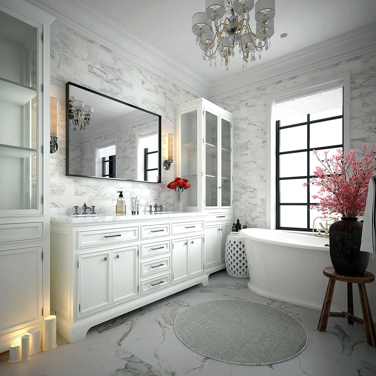 Rectangular Bathroom Mirror Square Angle Metal Frame Wall Mounted Hanging Plates Wall Mount Mirror For Bathroom (Horizontal & Vertical) - Furniture Home Direct