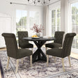 Dining Set Round Table With Tufted Chairs Charcoal - Furniture Home Direct