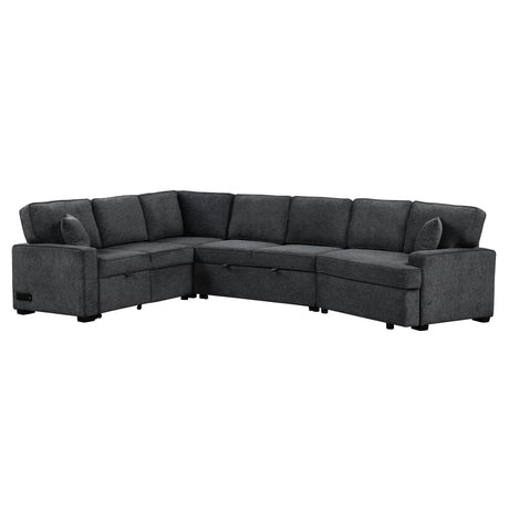 L-Shaped Sofa Sectional Sofa Couch Pull-Out Sofa Bed With Charging Devices And Cup Holders For Living Room - Furniture Home Direct