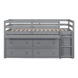 Loft Bed With Retractable Writing Desk And 4 Drawers, With Lateral Portable Desk And Shelves - Furniture Home Direct