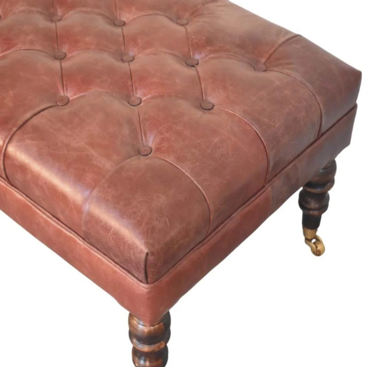 Buffalo - Leather Ottoman With Castor Legs - Furniture Home Direct