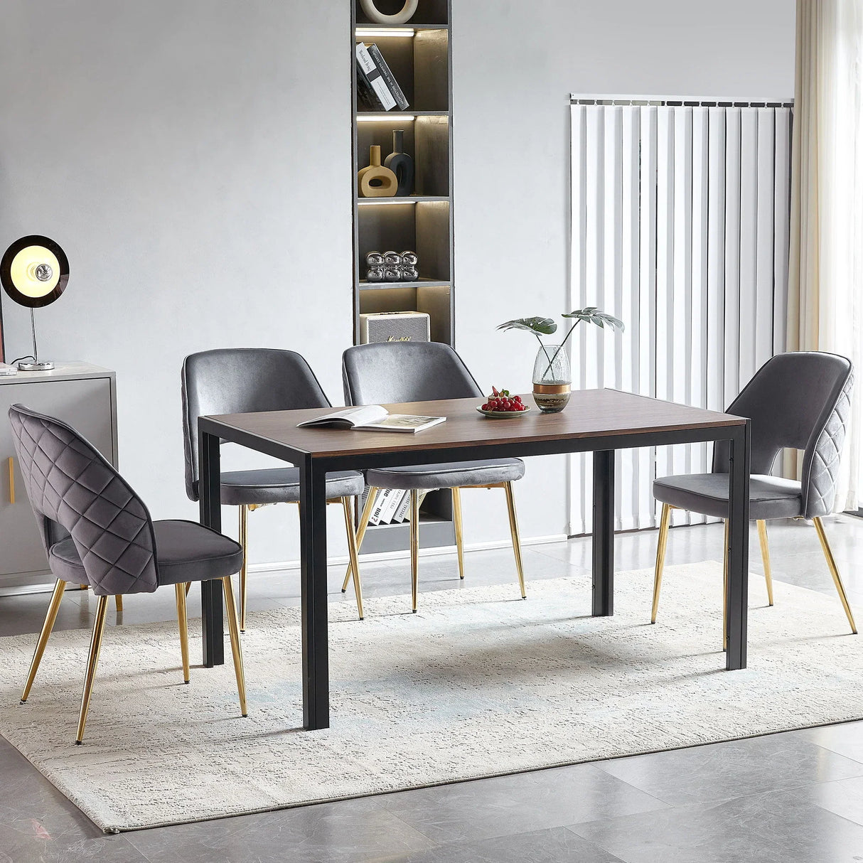 Velvet Dining Chairs With Metal Legs And Hollow Back Upholstered Dining Chairs - Furniture Home Direct