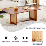 Coffee Table Solid Wood With Rattan Panel Sides Walnut - Furniture Home Direct