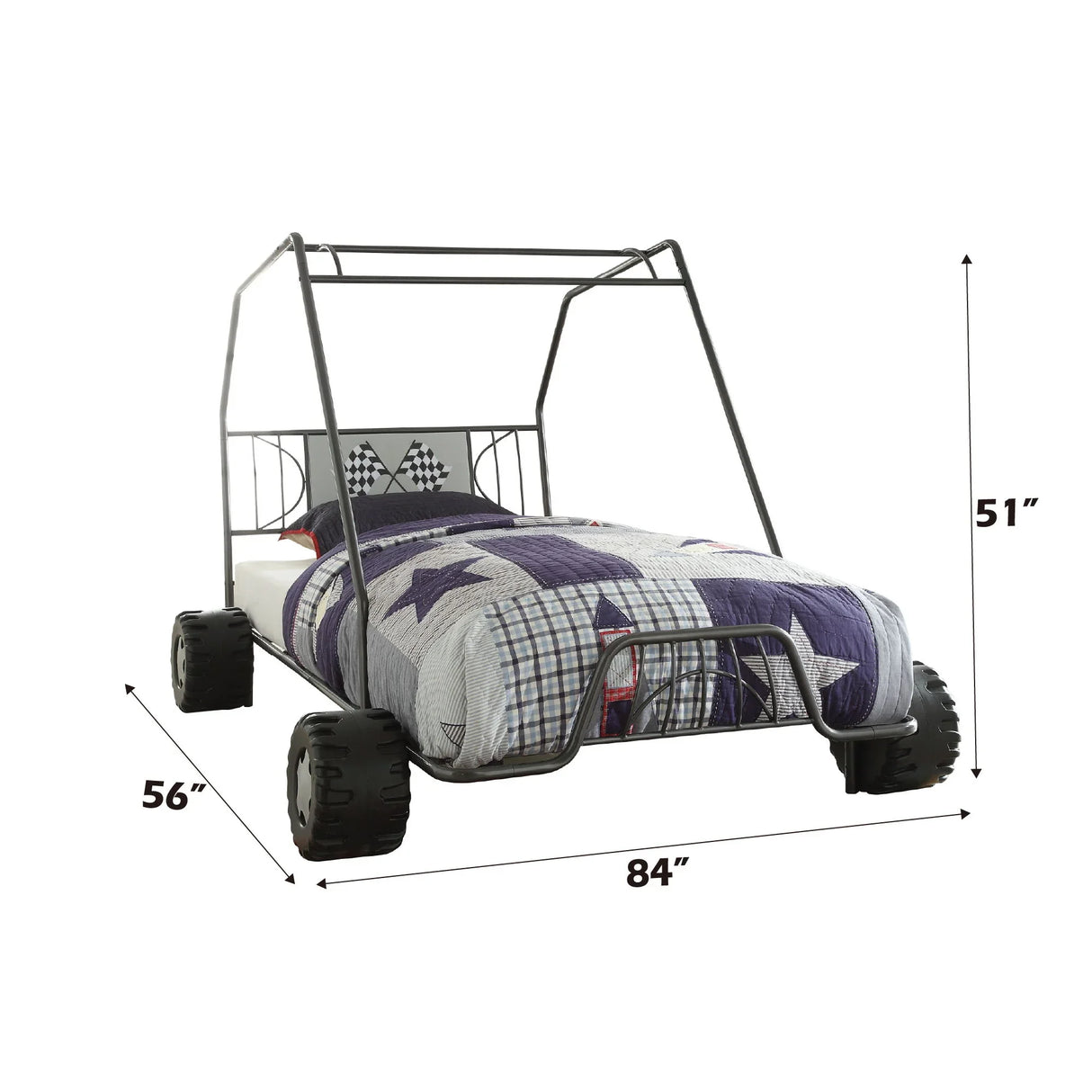 Xander - Twin Go Kart Bed - Gunmetal - Furniture Home Direct