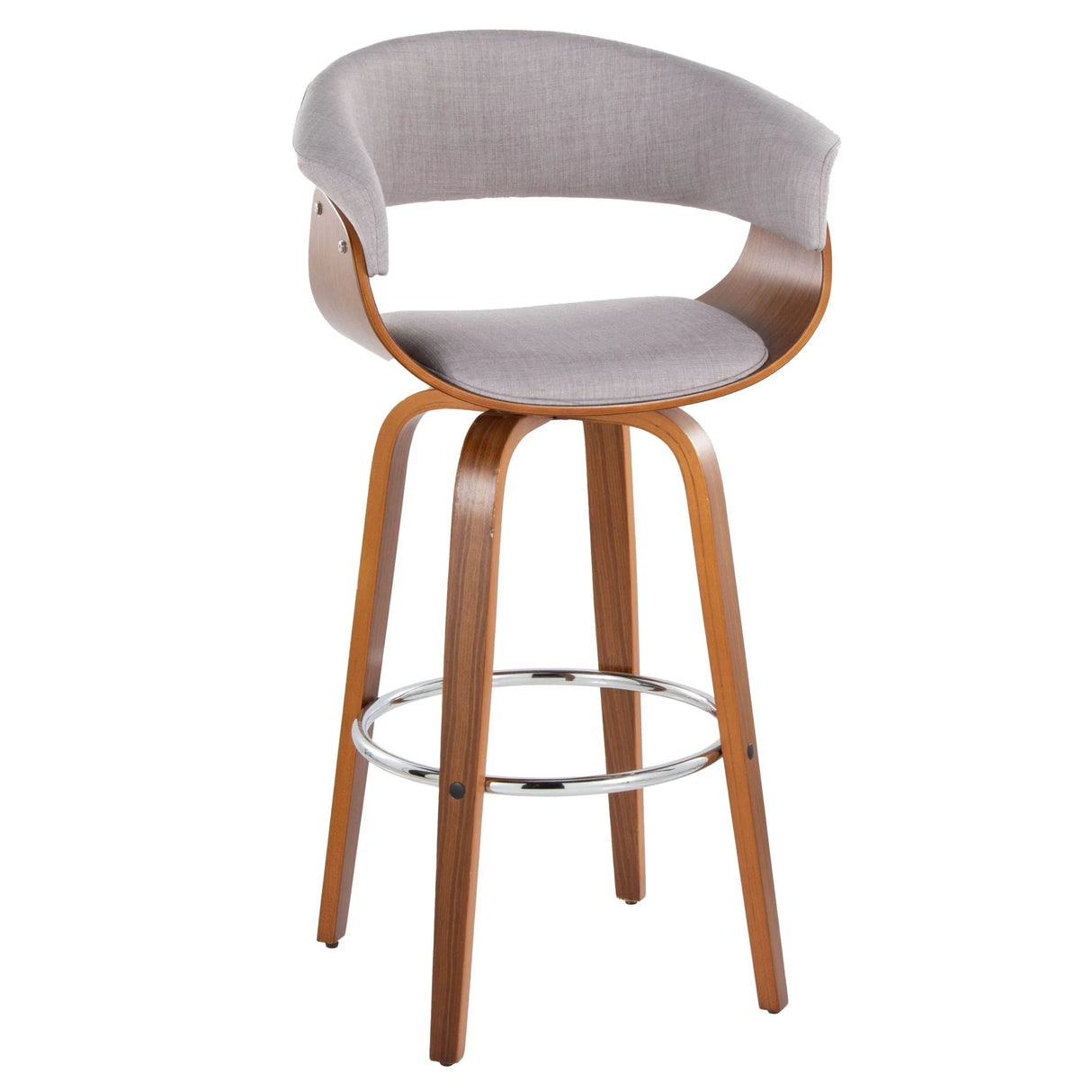 Vintage Mod - Mid Century Modern Fixed Height Barstool With Swivel With Round Footrest (Set of 2) - Furniture Home Direct
