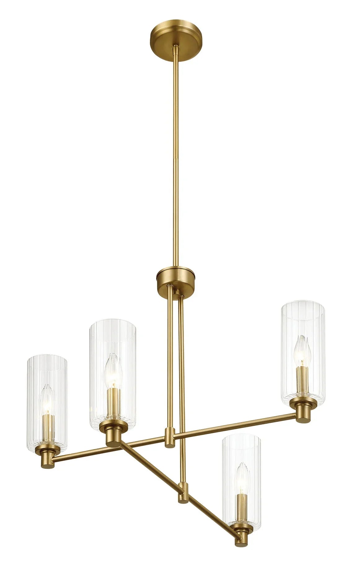 Enigma - 4 Lights Chandelier With Clear Ribbed Satin - Antique Brass / Clear / Gold - Furniture Home Direct