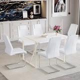 Dining Set with 7 Piece Table and Chairs Modern White - Furniture Home Direct