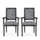 Elegant French Country Style Dining Chair With Cane Backrest