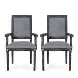 Elegant French Country Style Dining Chair With Cane Backrest