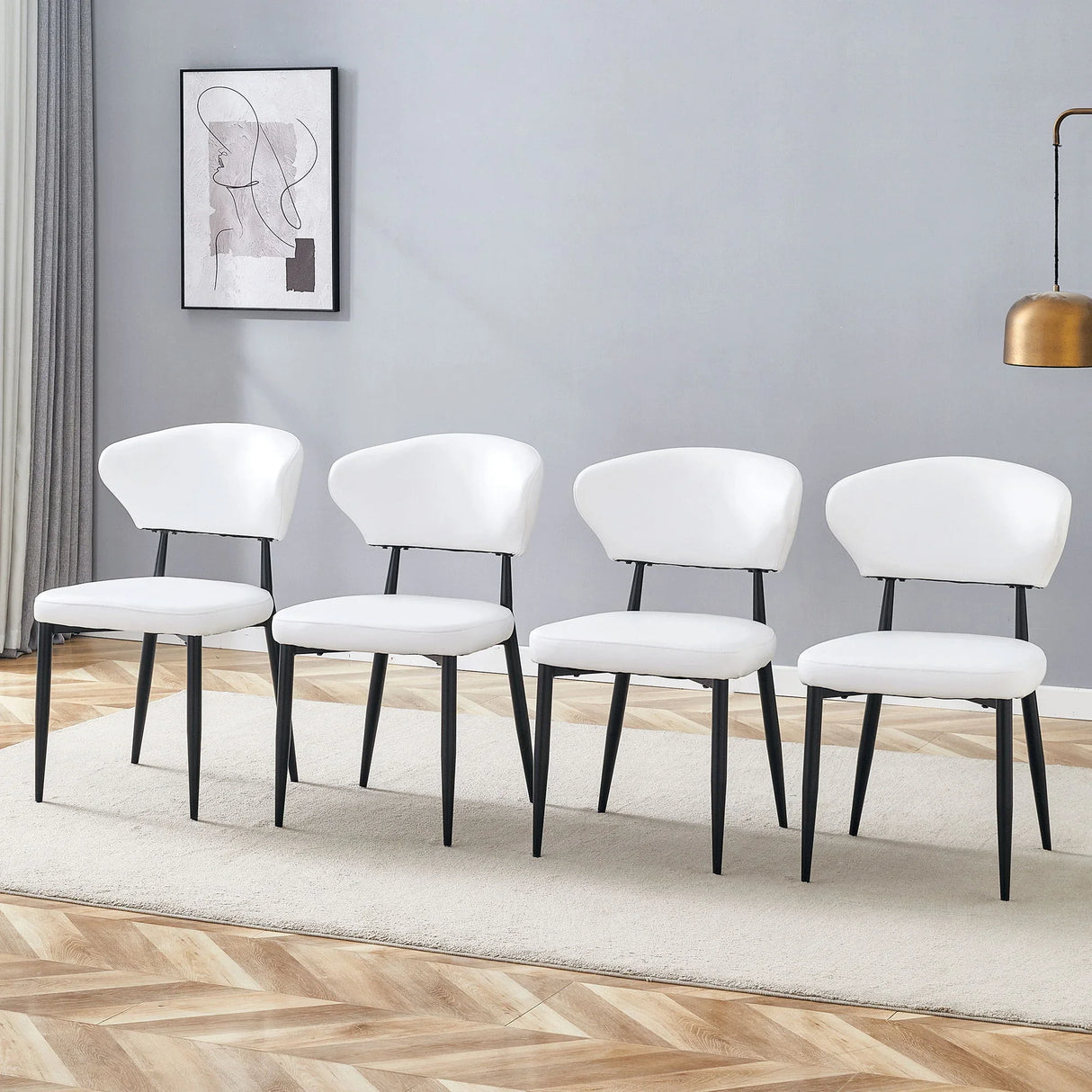 Minimalist Ergonomic Dining Chair With Curved Backres (Set of 4) - Furniture Home Direct