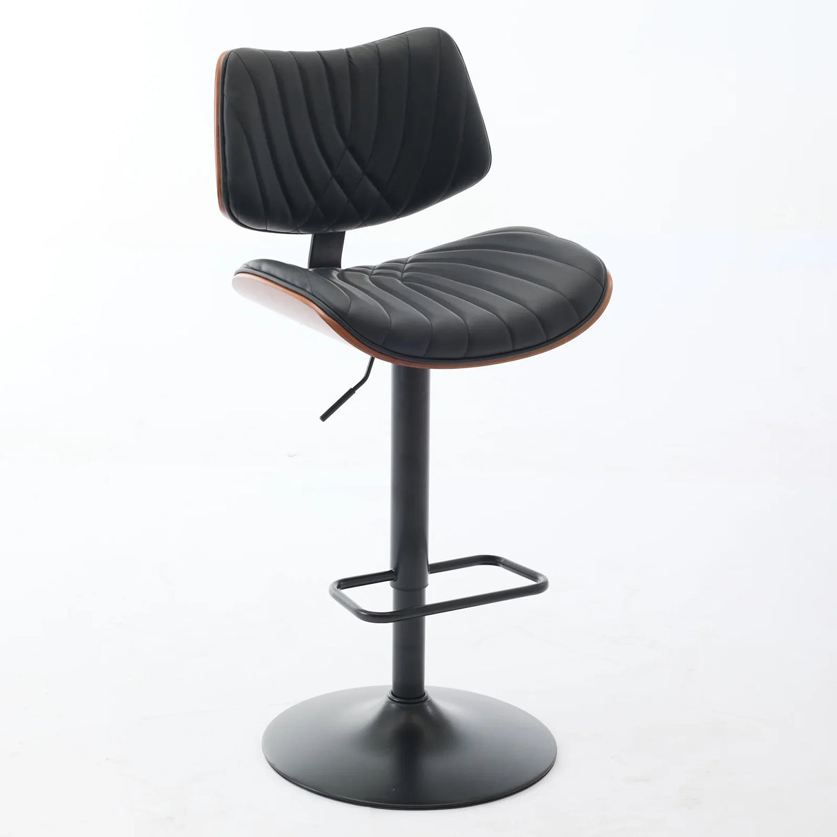 Counter Stool Adjustable PU Leather Upholstered Black - Furniture Home Direct