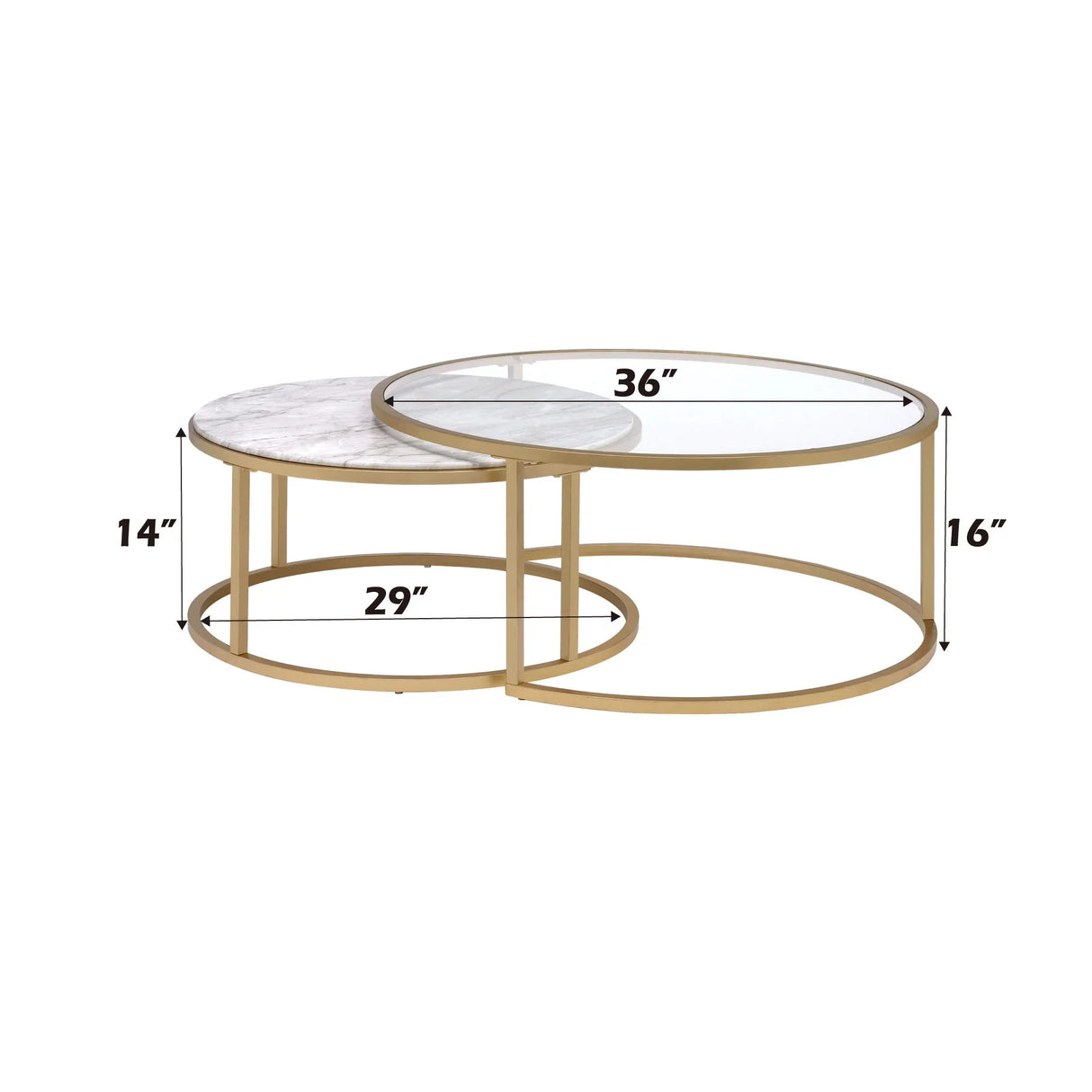 Shanish - Engineered Stone Top Nesting Table Set - Gold - Furniture Home Direct