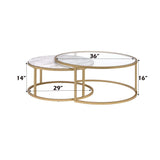 Shanish - Engineered Stone Top Nesting Table Set - Gold - Furniture Home Direct
