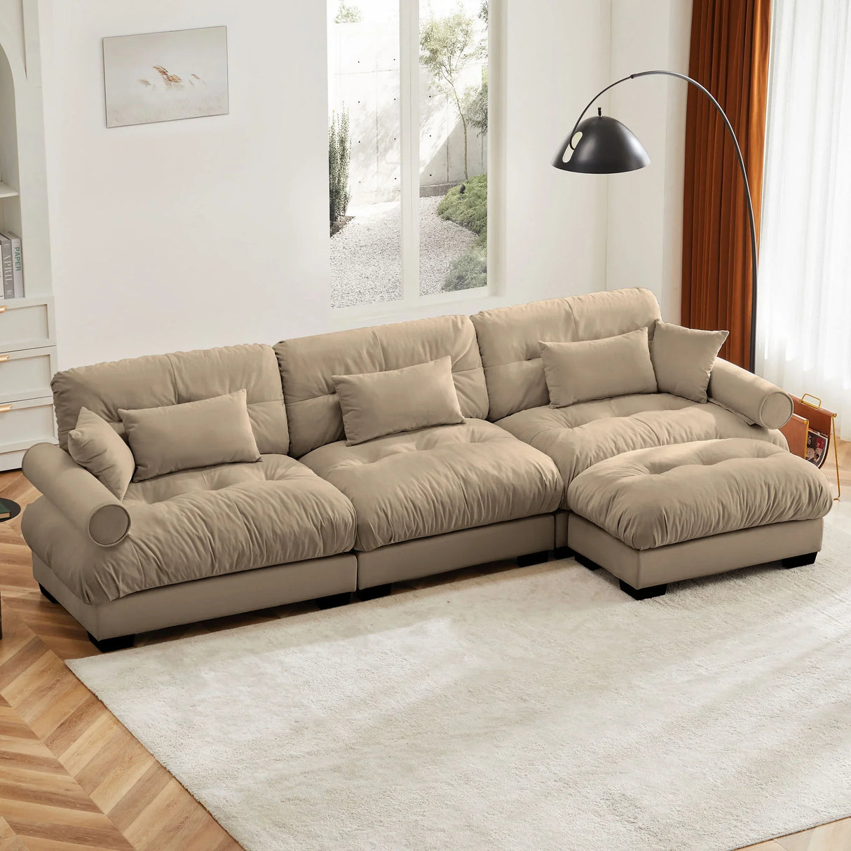 Super Comfort Oversized Modular Sectional Sofa With Movable Ottoman - Furniture Home Direct