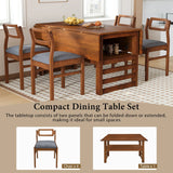 5 Piece Extendable Wood Square Dining Table Set With 2 Drop Leaves - Furniture Home Direct
