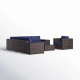 Wicker Seating Group Set With Table And Cushions - Furniture Home Direct