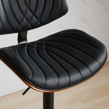 Counter Stool Adjustable PU Leather Upholstered Black - Furniture Home Direct