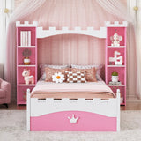 Castle Shaped Bed With Storage Shelf, Dreamy Platform Bed For Kids Bedroom - Furniture Home Direct