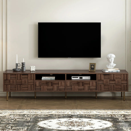 Mid Century TV Stand With 2 Drawers, Media Console Table For Tvs Up To 85'', Entertainment Center With Storage For Living Room - Dark Brown - Furniture Home Direct