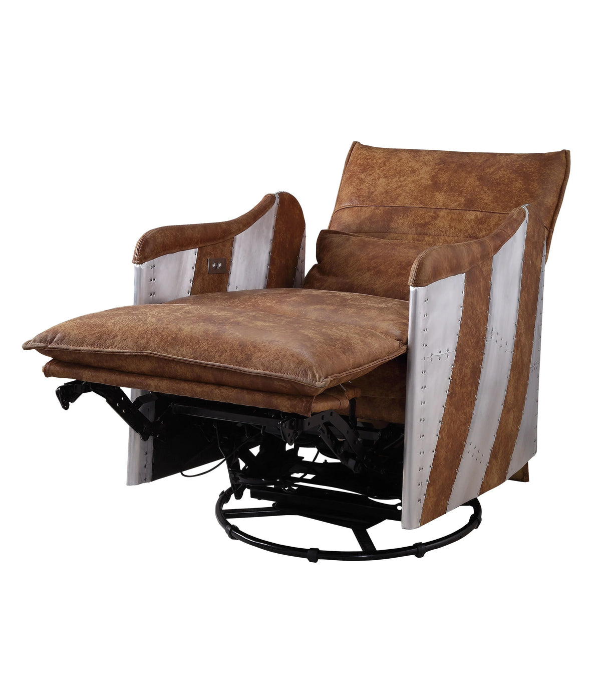 Qalurne - Power Motion Recliner With Swivel - Two Tone Mocha - Furniture Home Direct