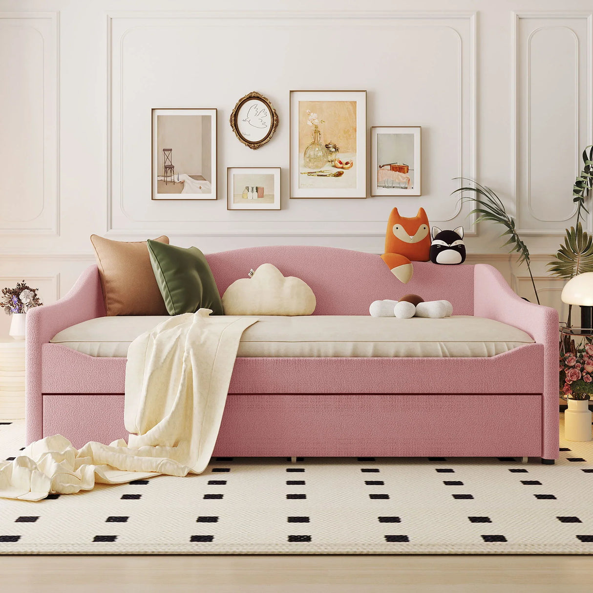 Upholstered Daybed With Light And Trundle - Furniture Home Direct