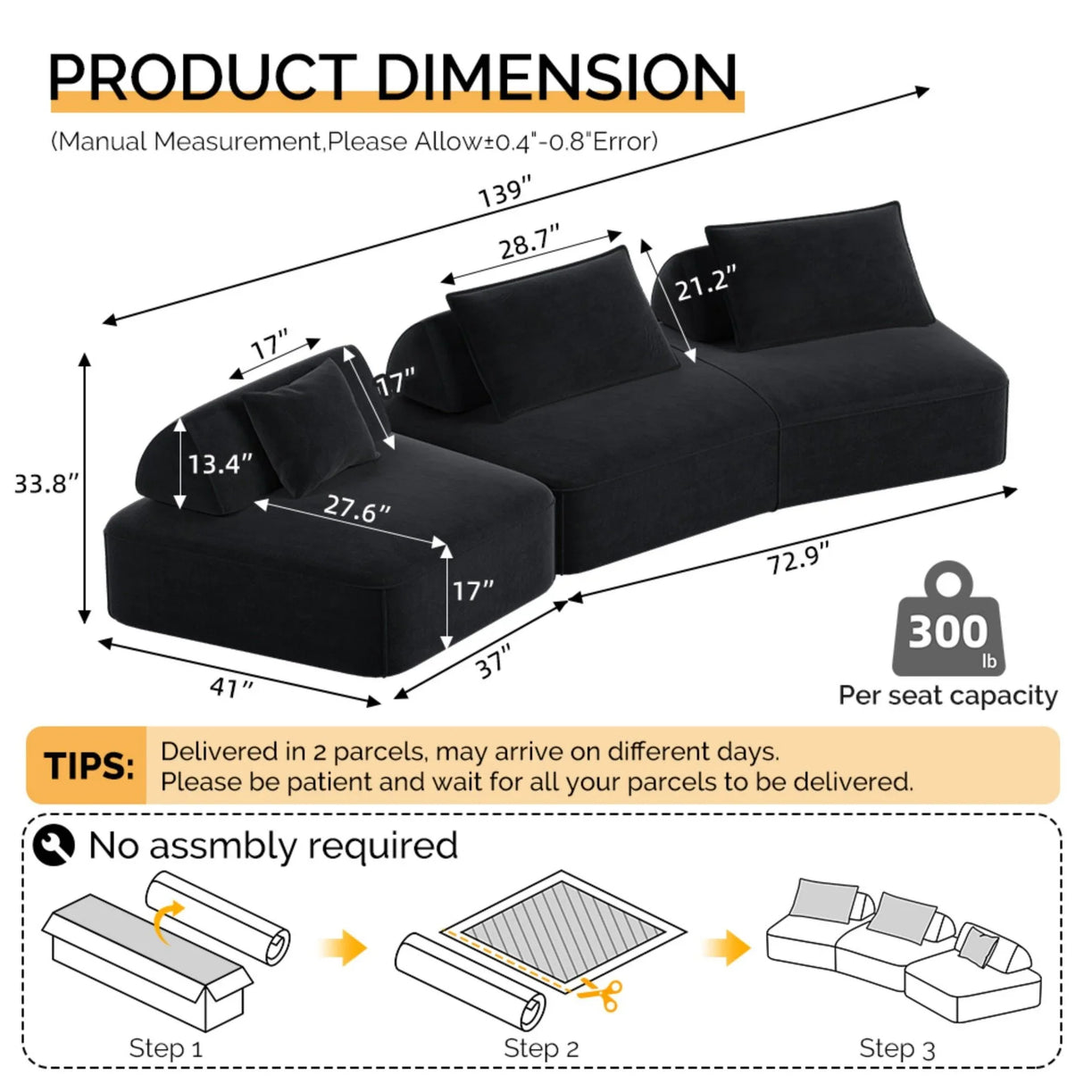 Modern Luxury Oversized Modular Sectional Sofa Set - Furniture Home Direct