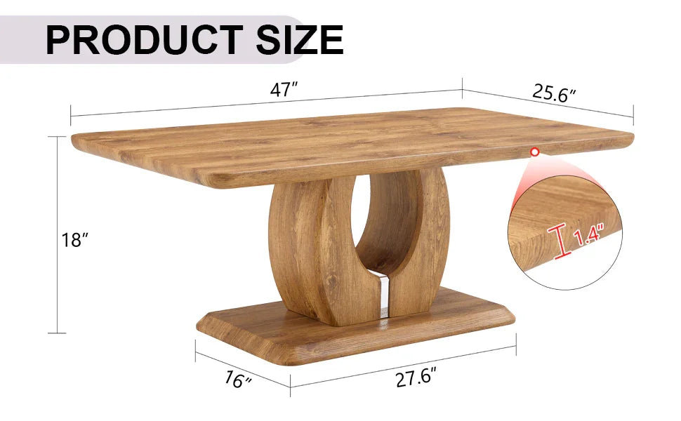 Coffee Table Wood Rectangular With Curved Base Walnut - Furniture Home Direct