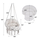 Macrame Hanging Hammock Chair With Cushion, Cotton Rope Swing For Indoor And Outdoor Use, 330 Lbs Capacity - Beige - Furniture Home Direct