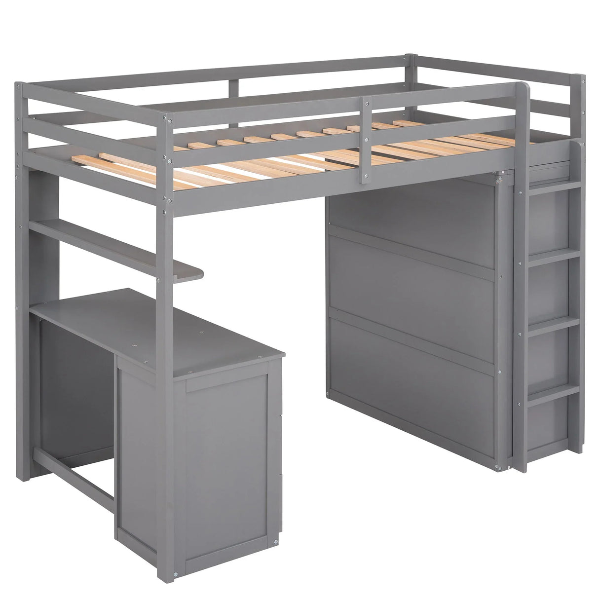 Loft Bed With Drawers, Desk, And Wardrobe - Furniture Home Direct